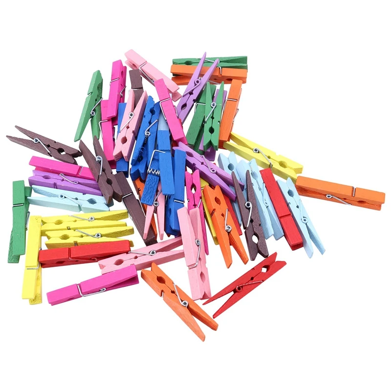 

Promotion! 3-Inch Large Natural Colorful Wooden Clothespins, Set Of 50 Pins, Assorted Colors