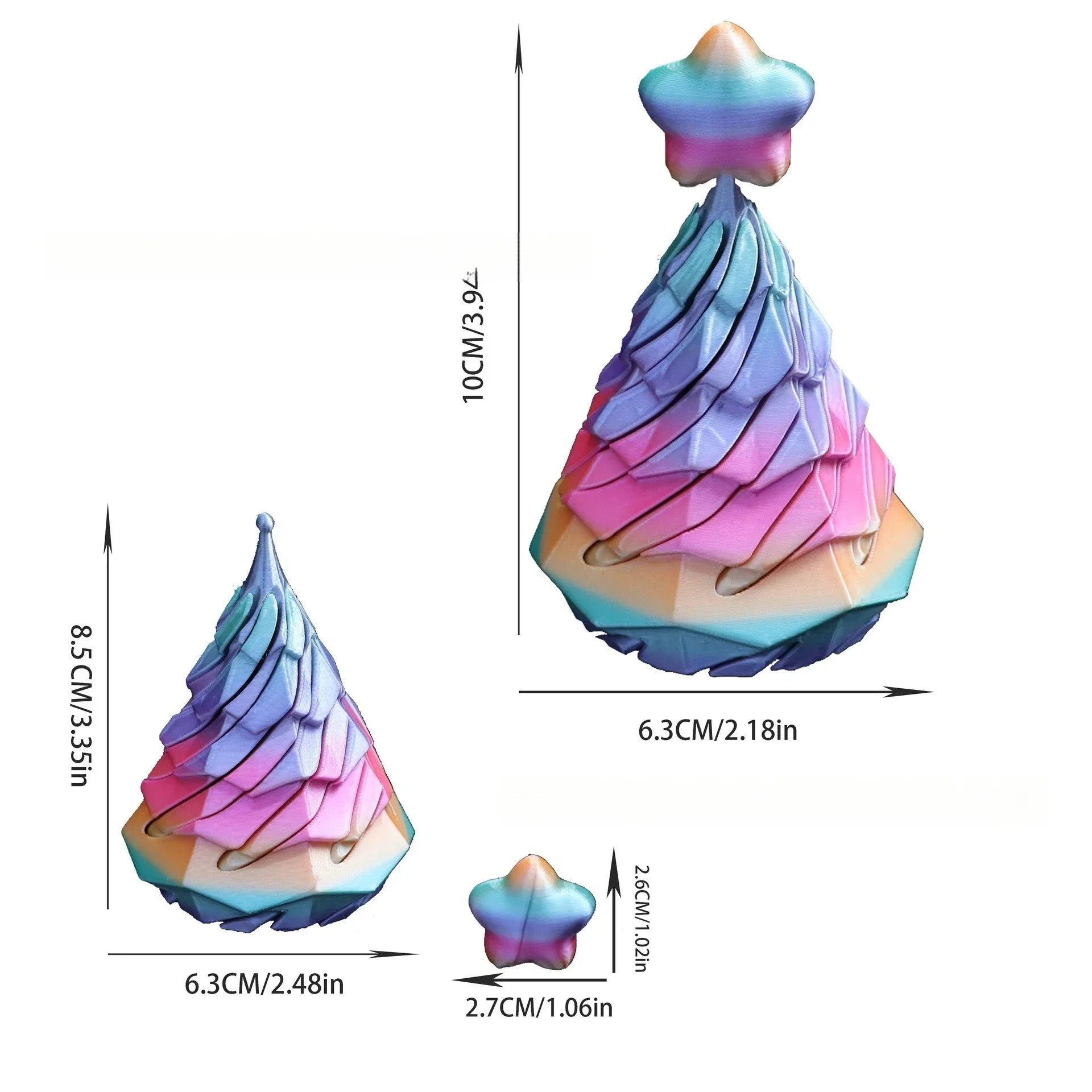 Игрушечное украшение со спиральным винтом с 3D-печатью и дизайном рождественской