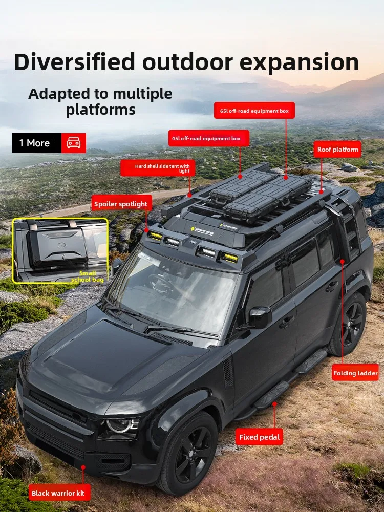 Фото Land Rover Новые прожекторы на крышу Defender из углеродного волокна для бездорожья, двойные полосы с четырьмя глазами, светодиодные фонари для автомобиля №5