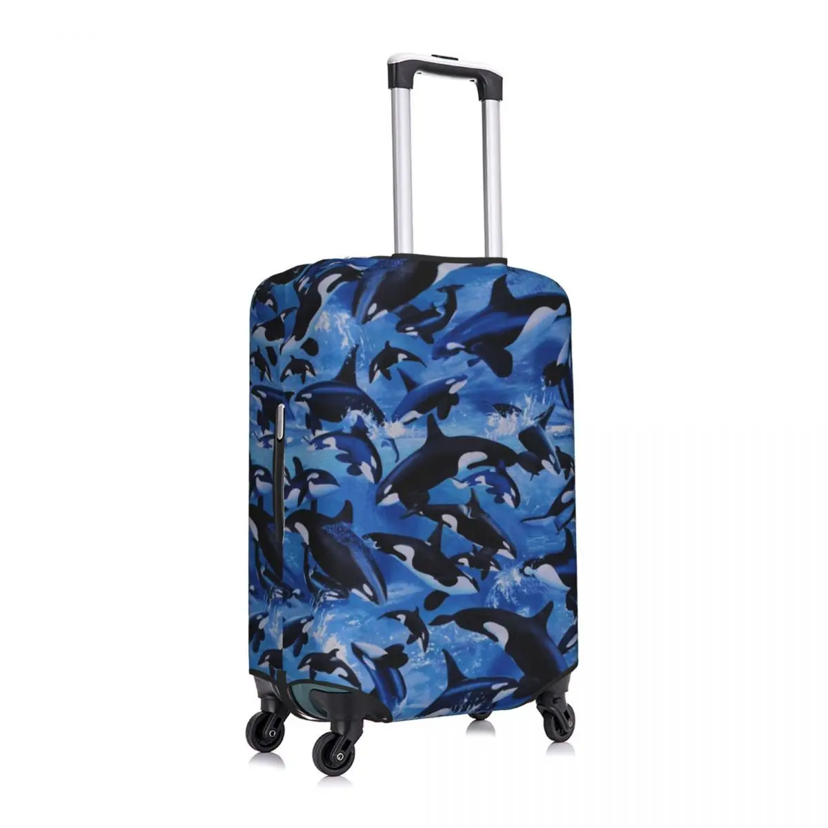 

Jumping Dolphins Whales Luggage Cover Spandex Suitcase Protector Fits 19-21 Inch