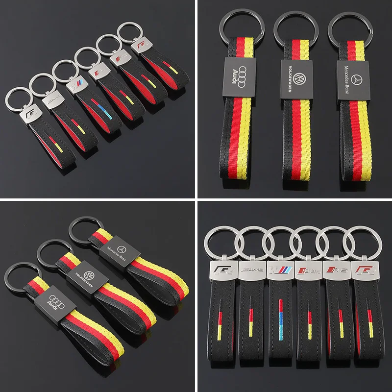 

Car Key Chain Suede Car Key Ring Chain Ring Pendant For BMW Audi Sline RS Volkswagen R Mercedes-Benz AMG