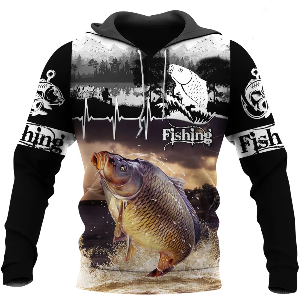 Fashion Animal Hoodie Carp Fishing 3D Full Body Printed Sweatshirt New Hoodie