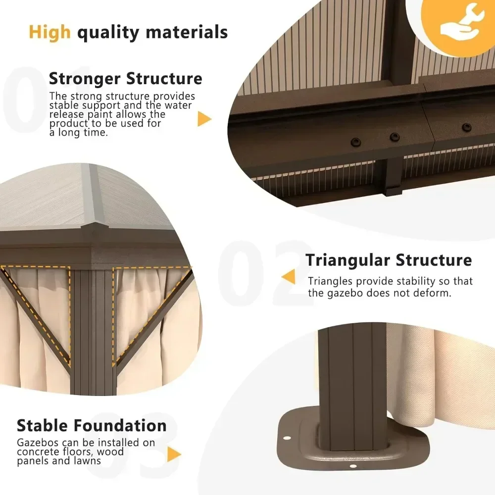 10X12 футов наружная беседка для внутреннего дворика алюминиевый каркас