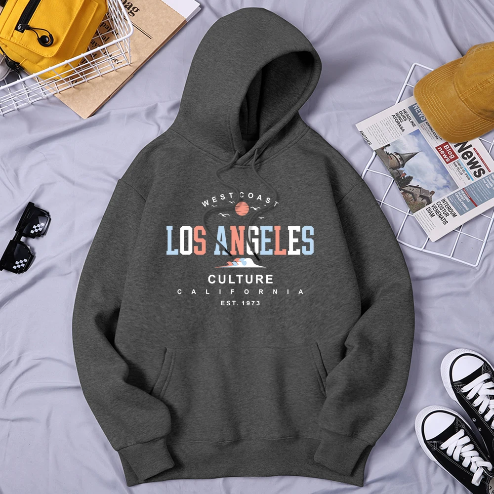 

Los Angeles West Coast Culture California Est. 1937 Male Hoodie Soft Brand Tops Basic Loose Hooded Fleece Casual Male Clothes