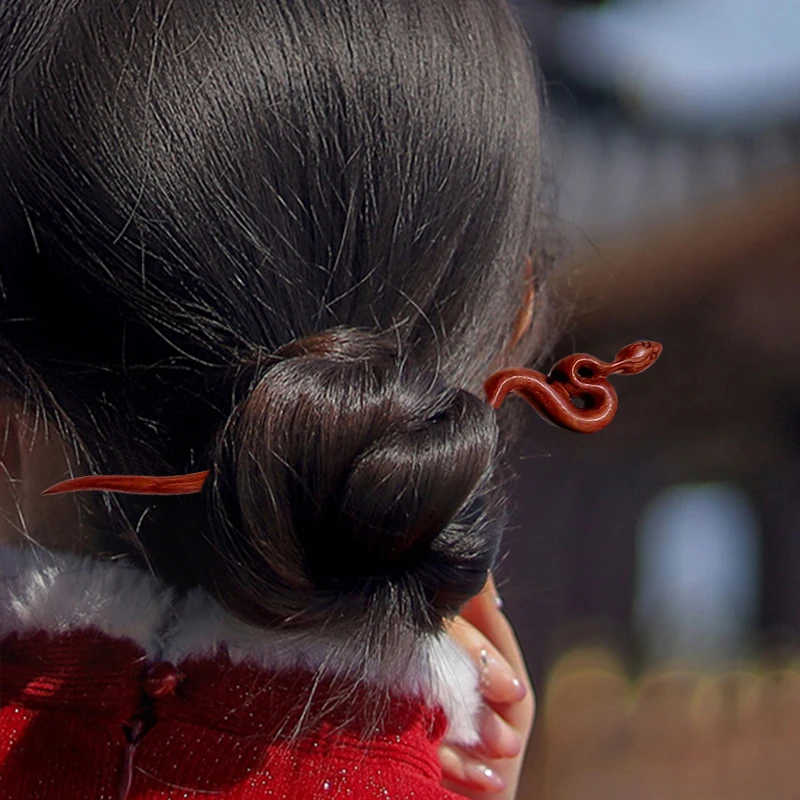 Ретро змеиная сандаловая палочка для волос женщин элегантные простые заколки