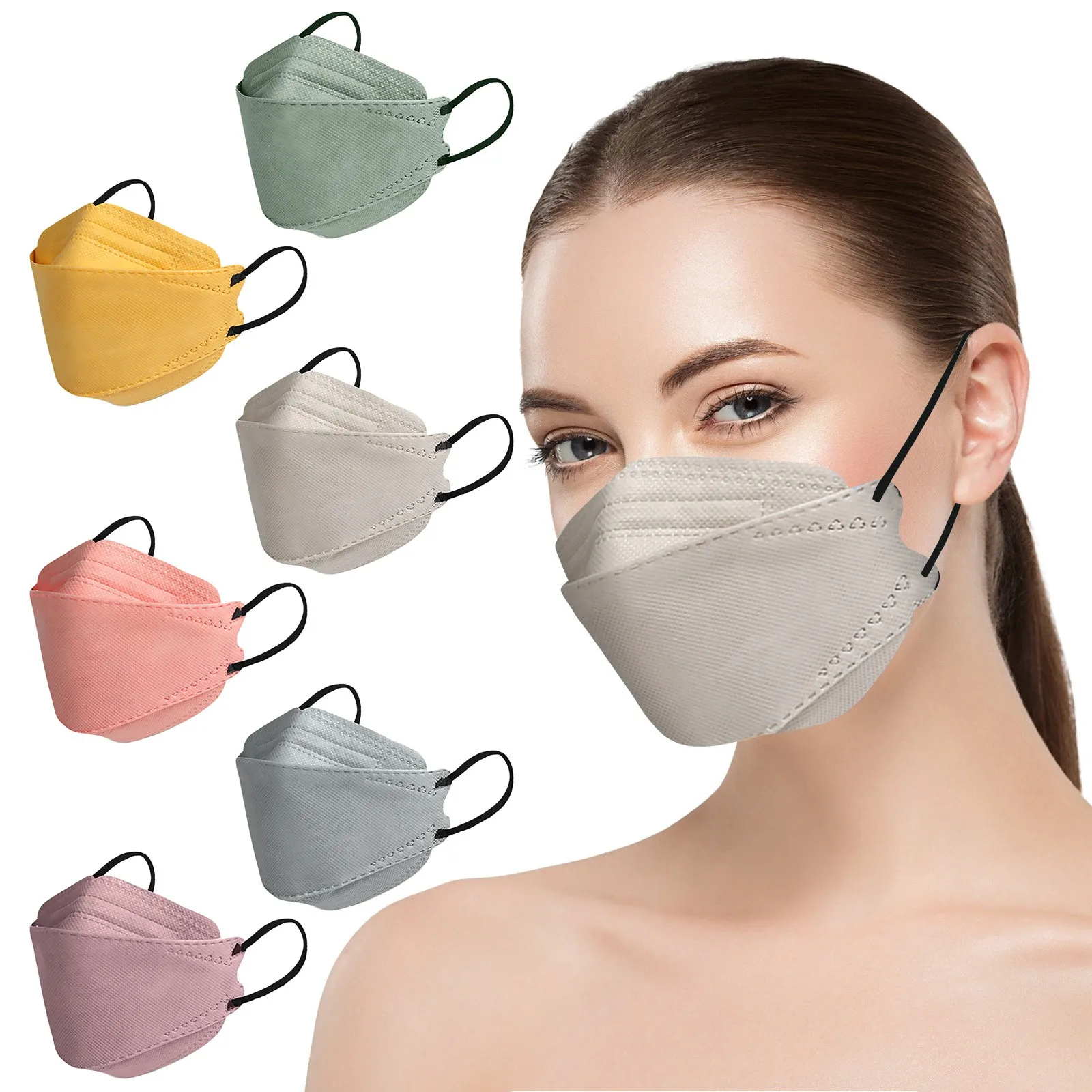 

10PC Face Mask Fish Type 3d 4-ply Solid Color Disposable Masks Navidad Adult Covers Fashion Mouths Masque Mouth Cover Cubrebocas