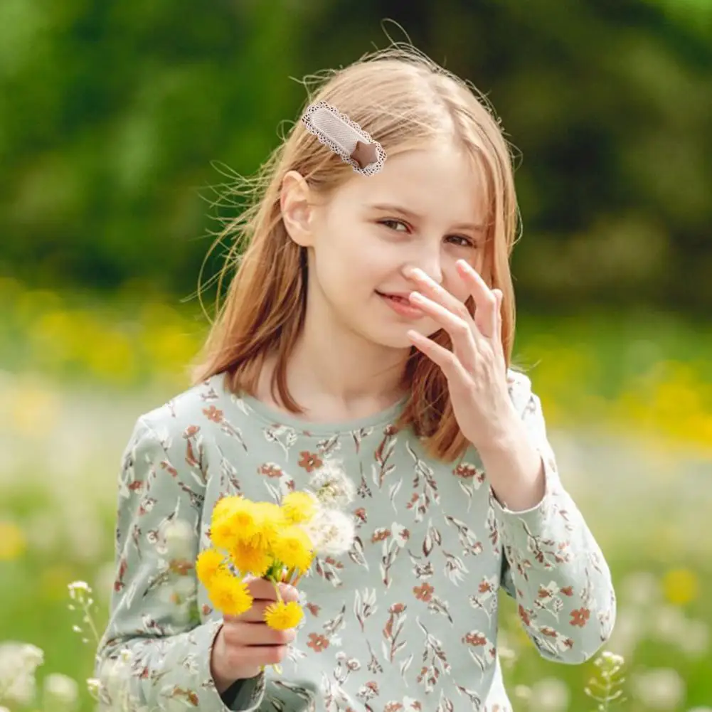 

Women Hairpins Stylish Hair Accessories Knitted Fabric Elastic Hairpins With Flower Star Heart Lace Decor For Girls Lightweight