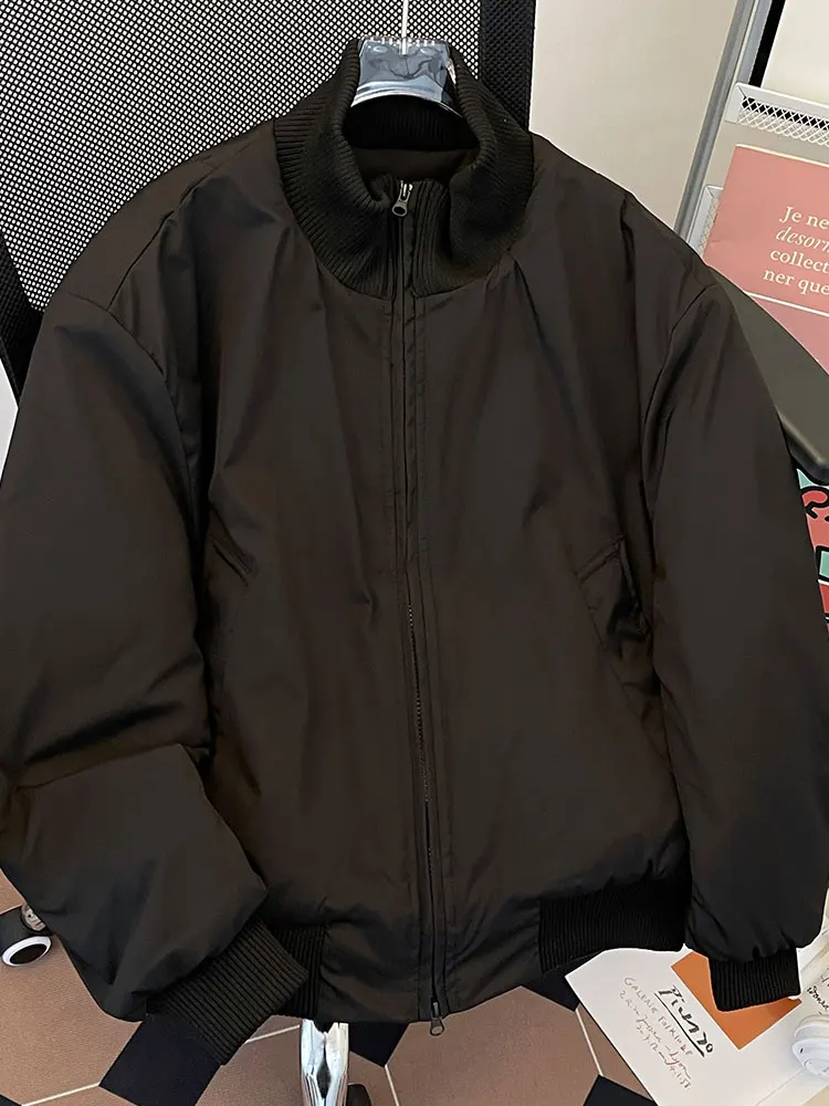 Гонконгское пальто с воротником-стойкой и хлопковой подкладкой мужское зимнее