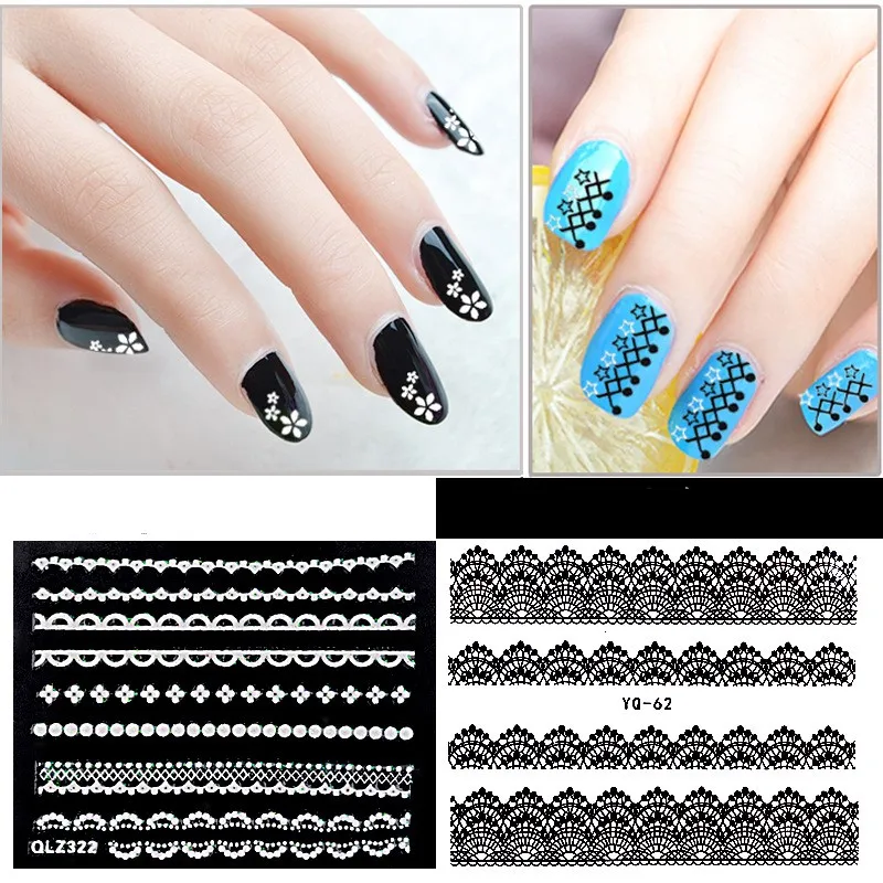 30 шт., кружевные прозрачные наклейки для ногтей