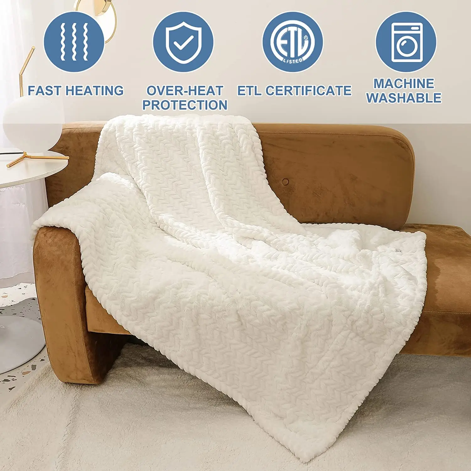 

Электрическое одеяло Deluxe из искусственного меха Sherpa, одеяло 50x60 дюймов с быстрым нагревом, 5 уровней нагрева, 3 часа, с автоматическим выключе...