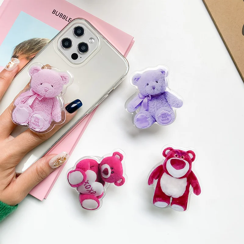 

INS Cute Bear Phone Stand Niche Simple Phone Grip Support for IPhone Samsung Xiaomi Grip Tok Folding Handband Finger Stand