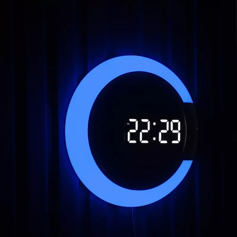 

3D LED wall clock Digital Table Clock Alarm Mirror Hollow Wall Clock Modern Design Nightlight For Home Living Room Silent