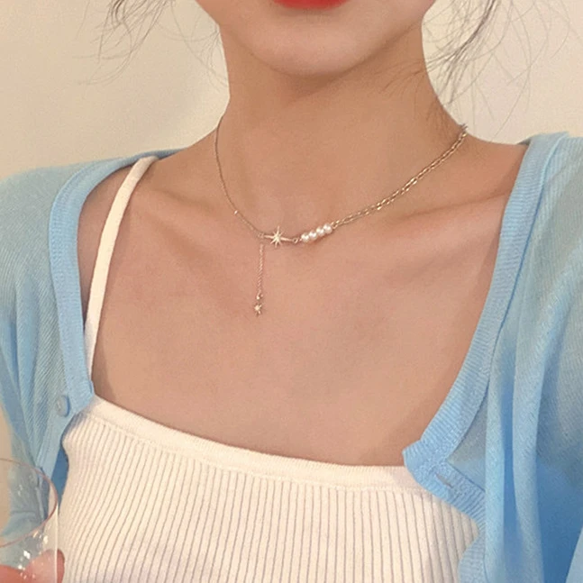 

Bohemian silver Star Necklaces For Women Choker Pendant Necklace Ethnic Multilayer Female Fashion Jewelry
