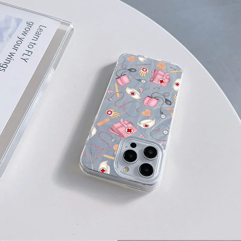Фото Чехол с текстурой сердца и перьев медсестры для Xiaomi Redmi Note 14 13 12 11 ProPlus 14C 13 Poco F5 X3 M6 5G Cover №3