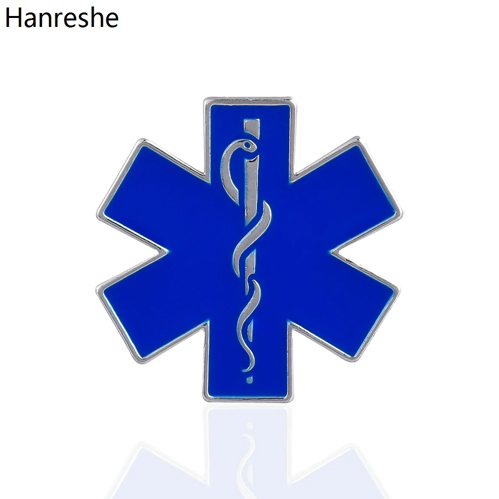 

Hanreshe Caduceus Snake Pattern Medical Brooch Blue Plated Enamel Lapel Backpack Badge Pins Jewelry Gift for Doctors Nurses