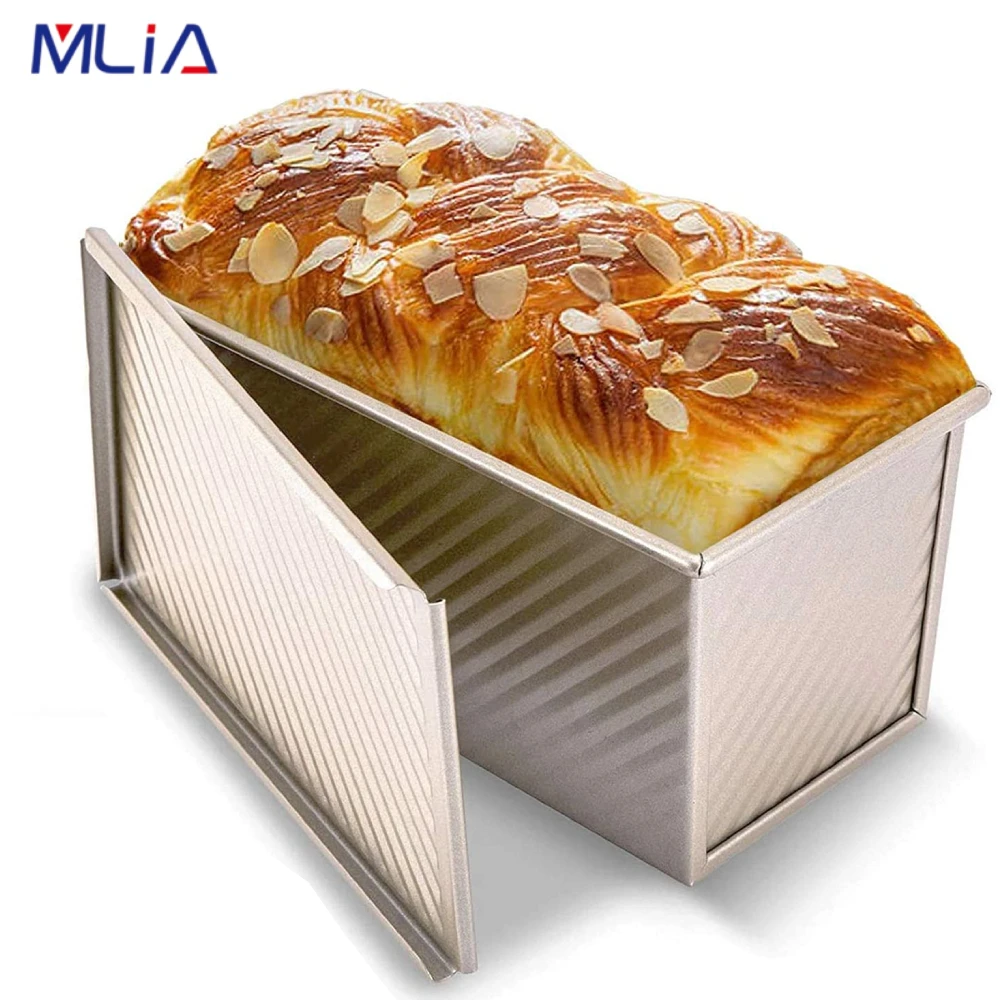 MLIA Rectangular Loaf Pan Carbon Steel Nonstick Bellows with Cover Toast Box Mold Bread Mold Eco-Friendly Baking Tools for Cakes