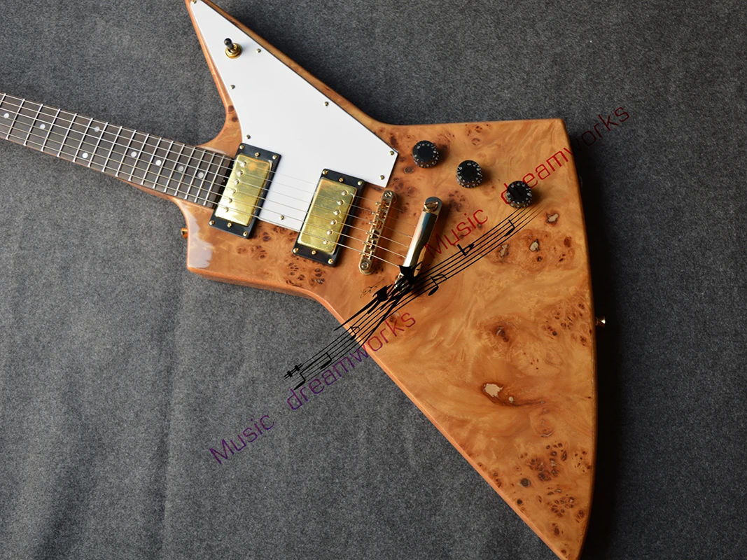 

Электрическая гитара в форме гуся, OEM, белая защитная пластина, гитара специальной формы из грязи древесины, производитель на заказ