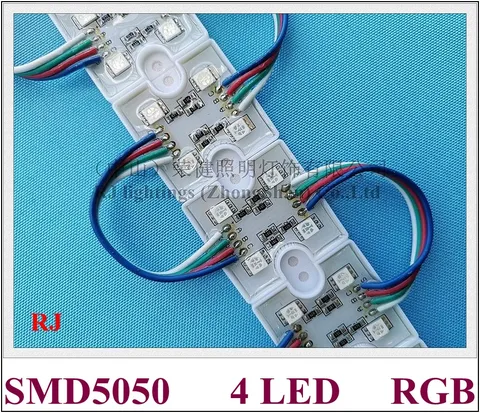 5050 RGB светодиодный модуль, водонепроницаемый светодиодный пиксельный модуль для вывесок и канальных букв SMD5050 12 В постоянного тока, 4 светодиода, бесплатная доставка