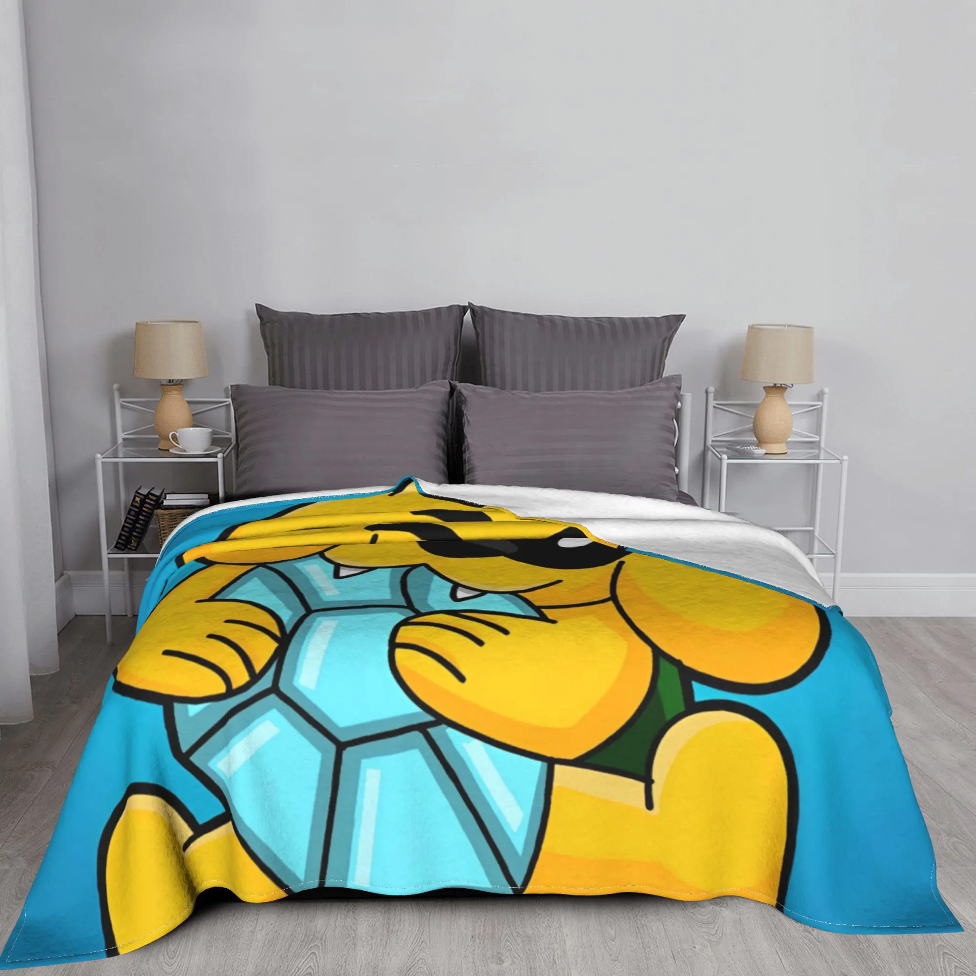 Синие вязаные одеяла Mikecracks шерстяные с героями мультфильмов летнее легкое