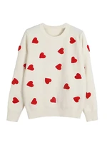 2022 spring embroidery heart women sweater o neck kawaii fashion pullover loose jumper long sleeve knitwear female sweater