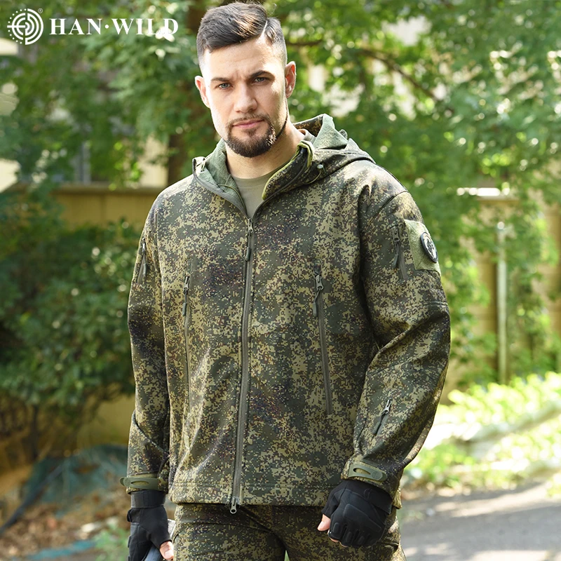 

Russian CP Military Uniform Men's Camouflage Fleece Jacket Army Tactical Airsoft Softshell Winter Coat Multicam Windbreakers
