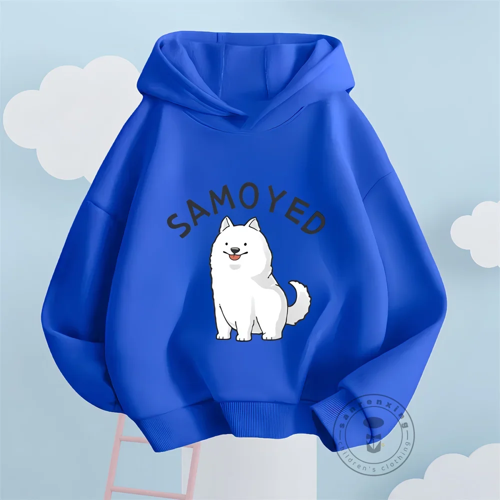 Хлопковая толстовка с капюшоном для детей принтами хаски и собаки