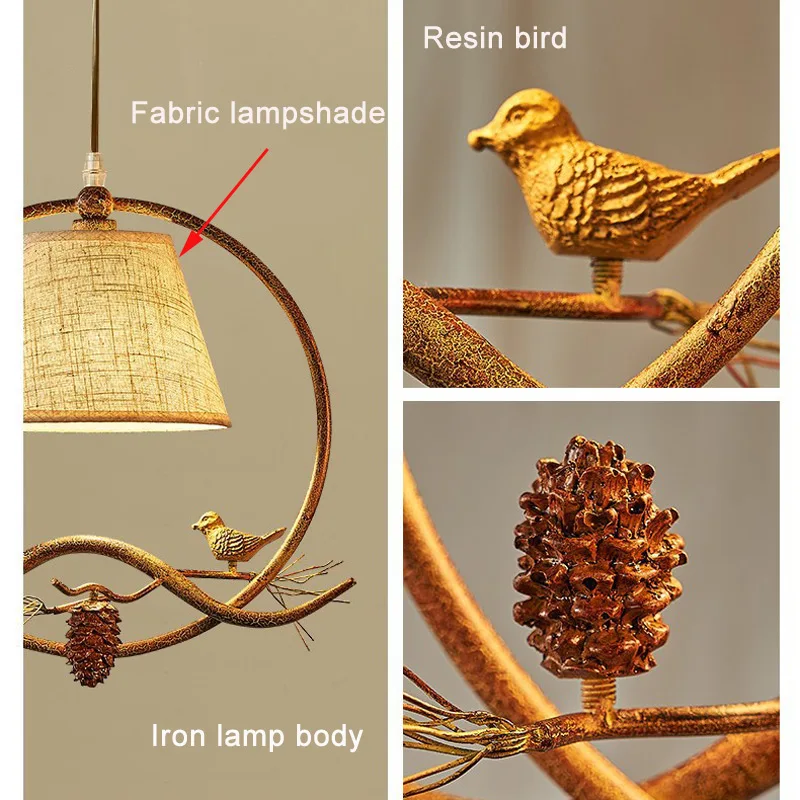 Американский сельский подвесной светильник скандинавские светильники с птицами