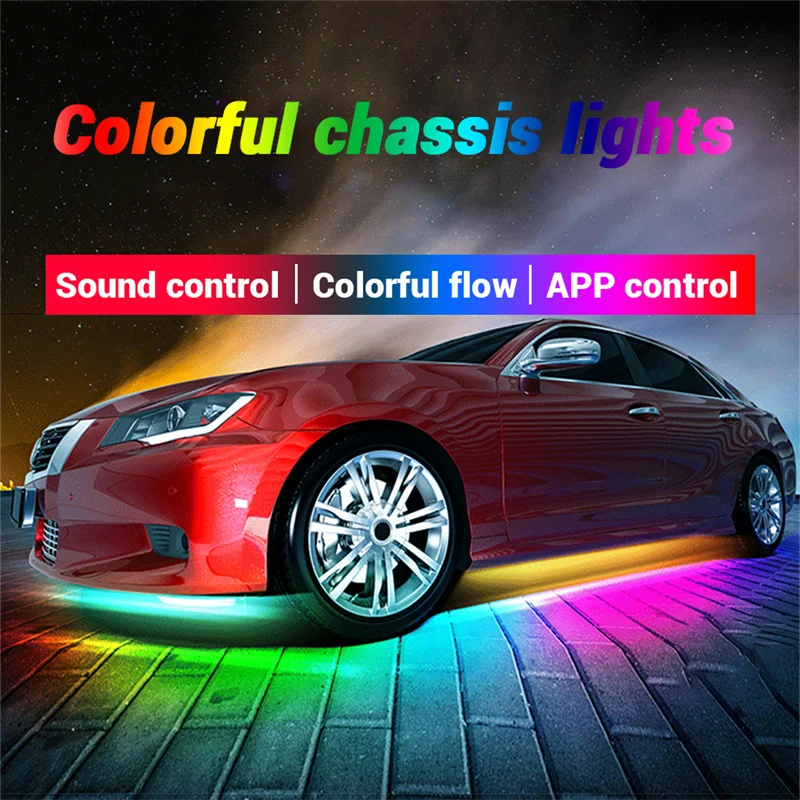 

Car Flexible Underglow Strip Light LED Underbody APP Control RGB Neon Lights Dream Color Auto Decorative Ambient Atmosphere Lamp
