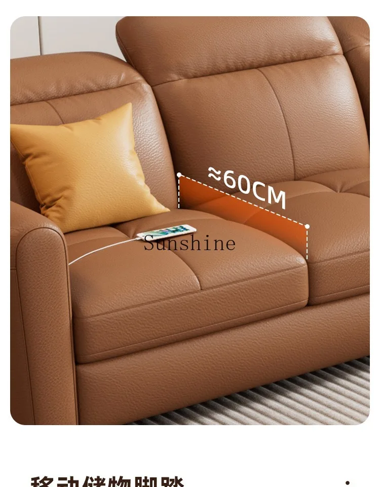 Современная гостиная первый слой воловьей кожи прямой ряд диван для небольшой