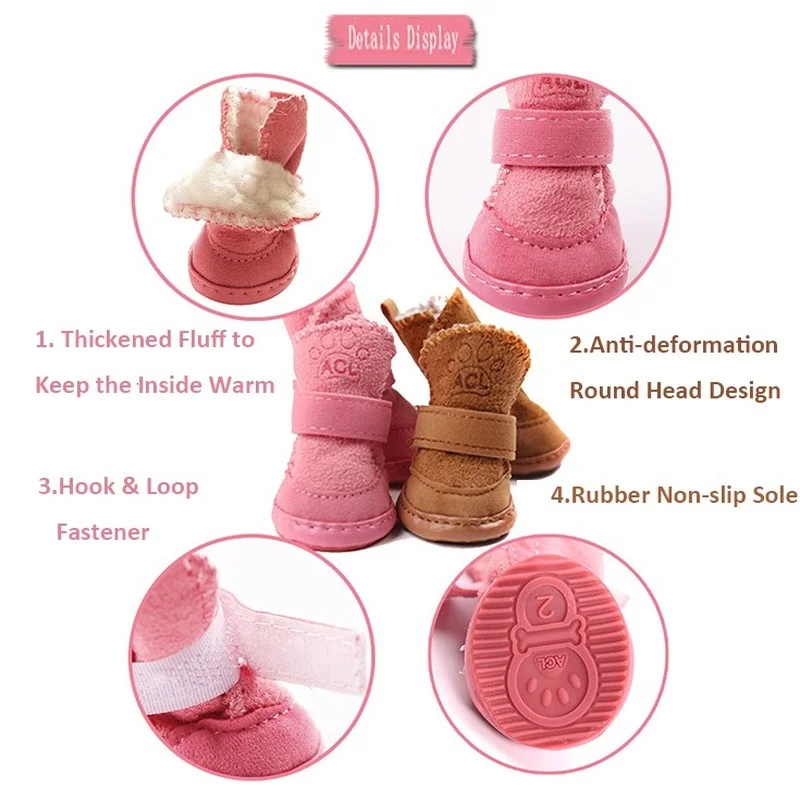 4Pcs/Set Non-slip Dog Snow Boots Cotton with Latex Soles Pet Shoes Large Shih Tzu Shoe для собак | Дом и сад