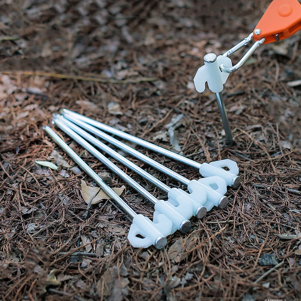 

6 шт. колышки для палатки светящиеся колышки для кемпинга сверхпрочная сталь с отверстием для крючка ветрозащитные дорожные аксессуары для ...
