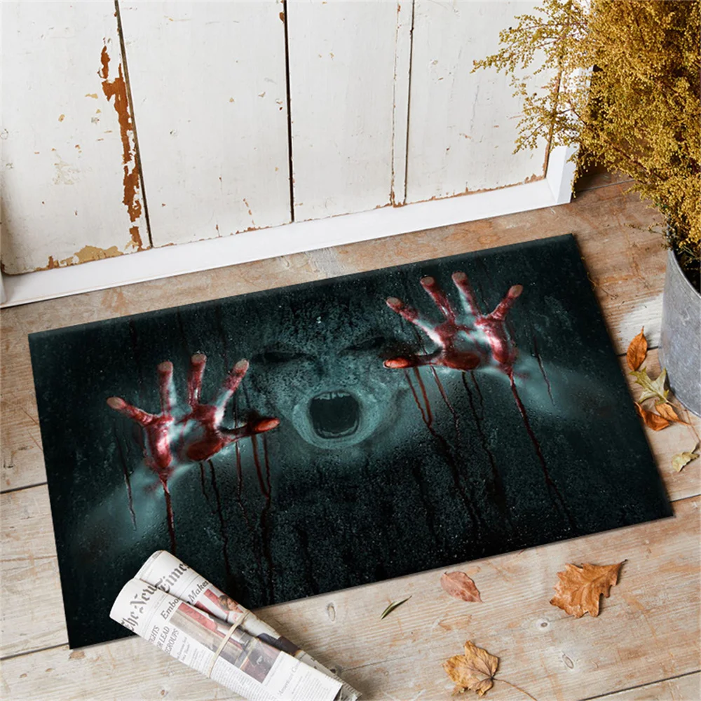 

Дверной коврик ко Дню всех святых, страшные коврики для входного замка с изливом ладони, призраками, тыквы, Быстросохнущий коврик для ванной
