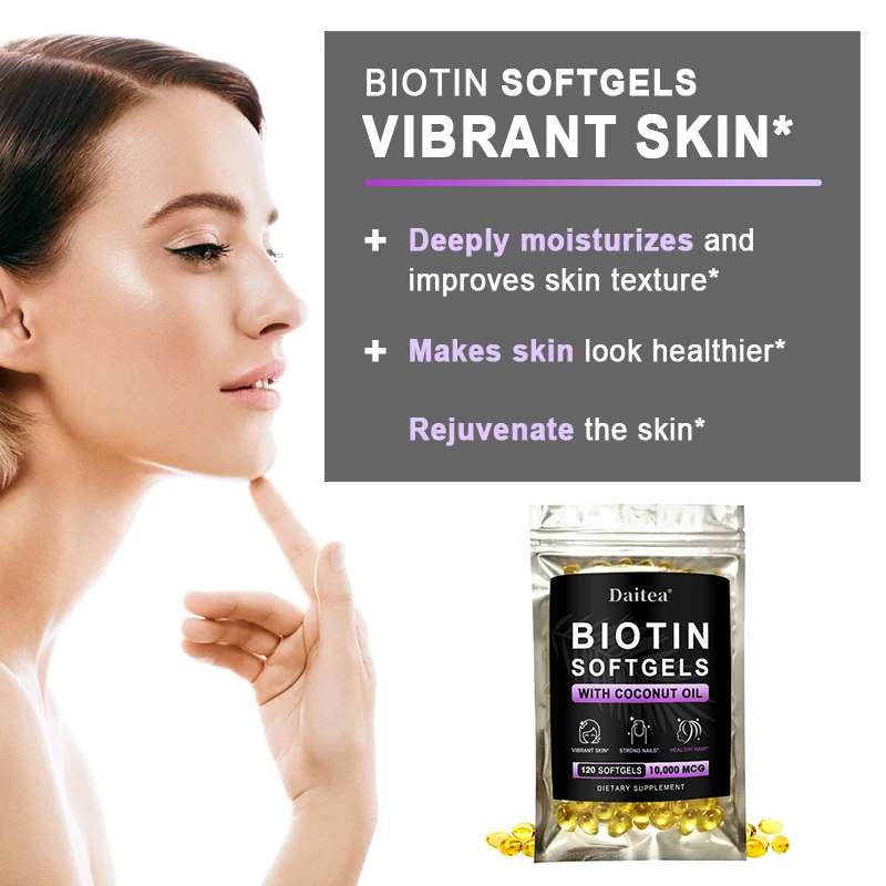 

Adult Biotin Capsules Promote Metabolism, Supplement Vitamins for Anti-aging,Help Hair Growth, Nails, Skin Health and Luster