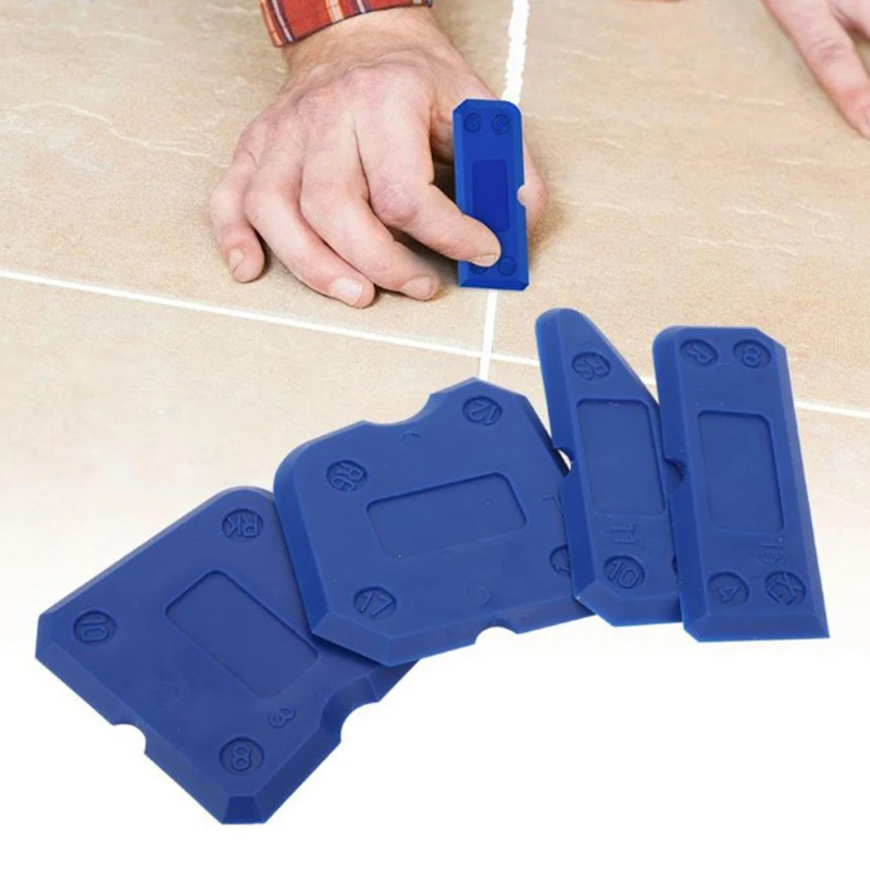 

4 Pcs Caulking Tool Kit Silicone Joint Sealant Spreader Spatula Scraper Edge Repair Tools Floor Tile edges Cleaner Hand Tool