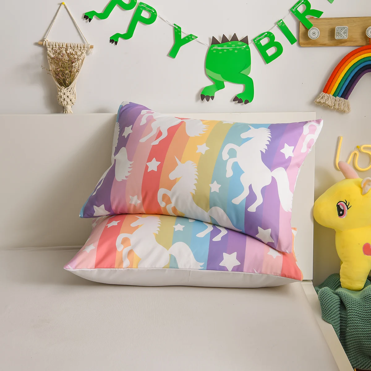 

Cartoon Kids Pillowcases Unicorn Pillowcases Shabby Chic Design Cute Pillow Shams 2 Pack