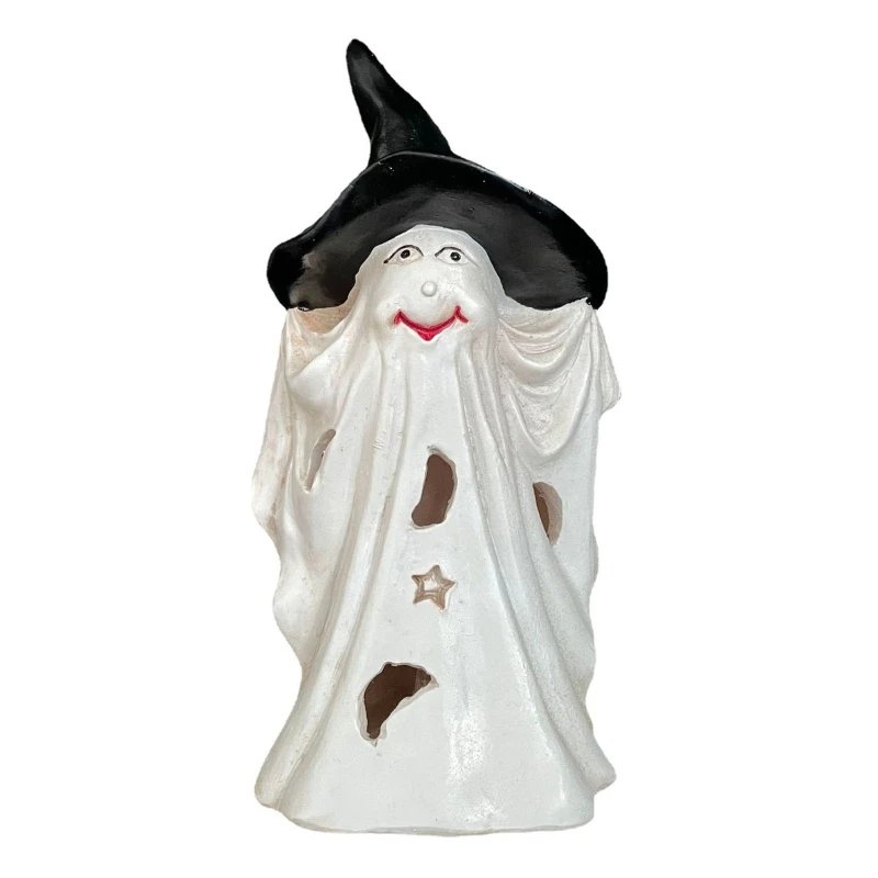 

Реалистичная смола призрак скульптура Хэллоуин привидение светильник ка с ведьмой шляпа Декор Прямая поставка
