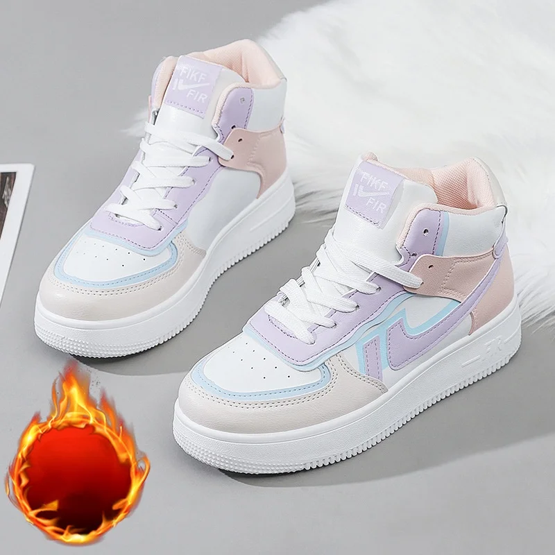 

Designer Shoes Women High Top Sneakers Autumn Winter 2021 Comfortable Platform Booties Woman Casual Skateboard Vulcanized Shoes