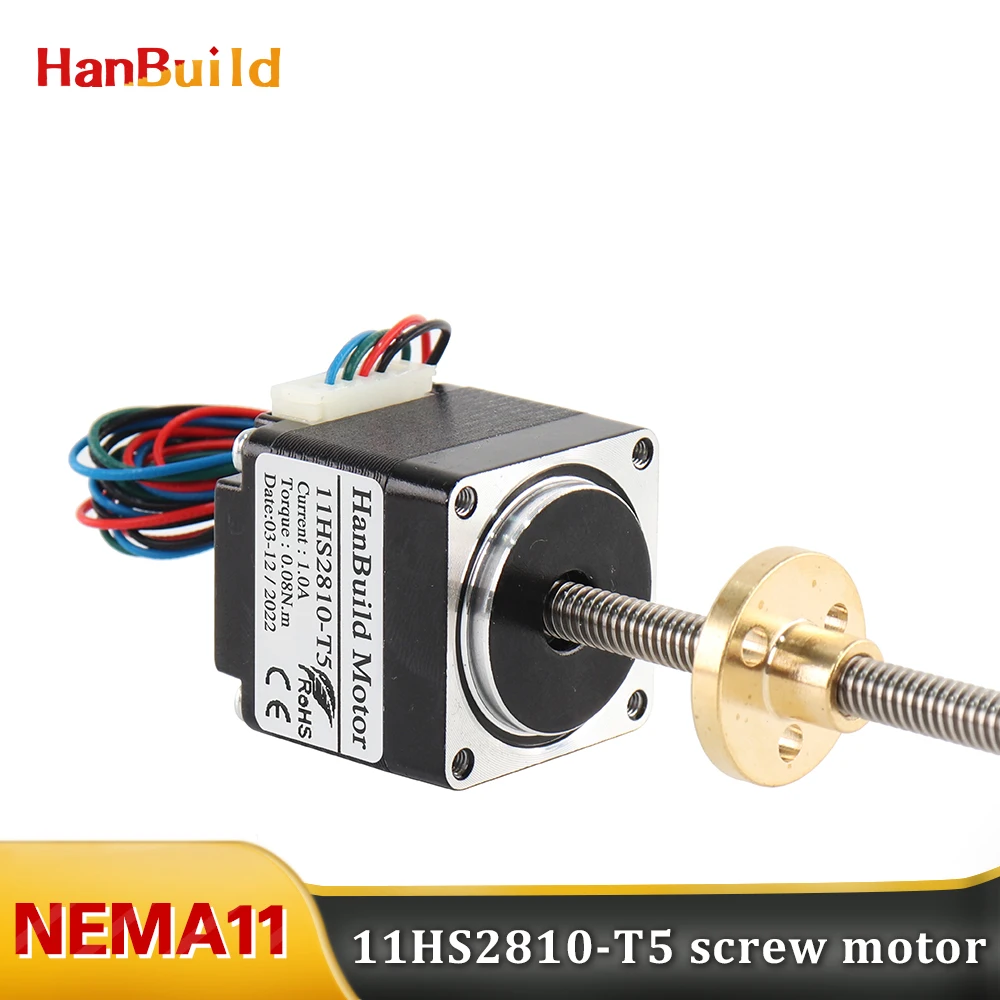 Винтовой двигатель Nema11 11HS2810-T5*2 L50/100 /150 мм, линейный шаговый двигатель 28 с трапециевидным выводом для Чертежного инструмента