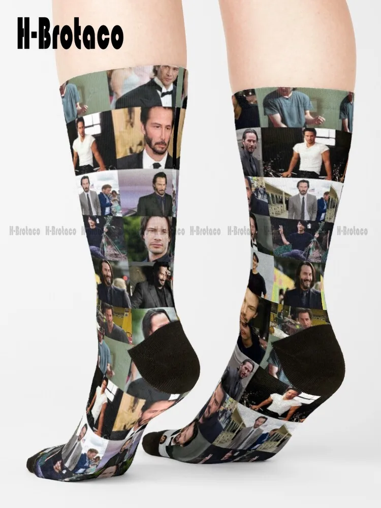 

Keanu Reeves Collage Socks Gym Socks Comfortable Best Girls Sports Harajuku Gd Hip Hop Teen Youth Socks 360° Digital Print Art