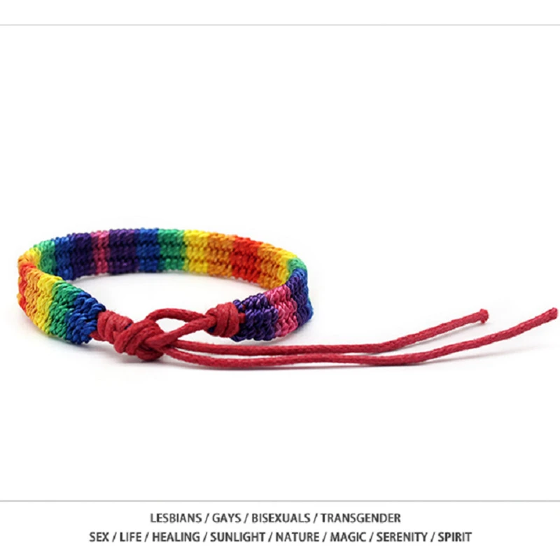Геи ЛГБТ браслеты шестицветные радужные браслеты ручной работы браслетыдружбы мужские и женские Парные браслеты ювелирные изделия Wholes