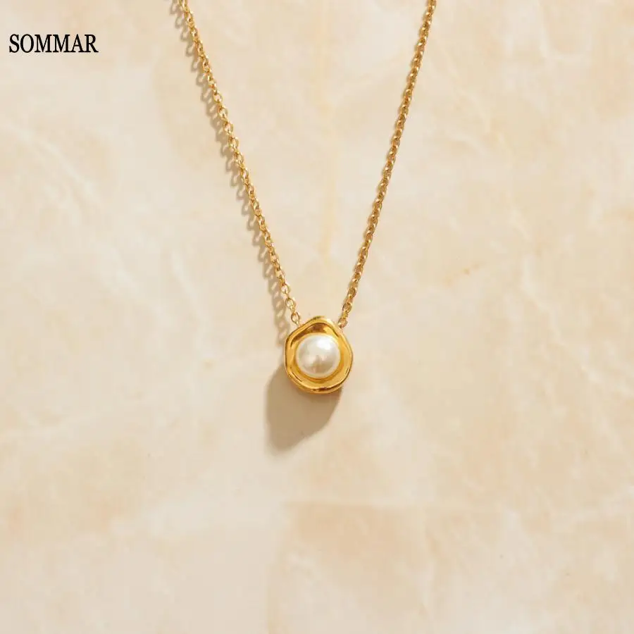 

Летнее модное дизайнерское позолоченное ожерелье SOMMAR 2022 с подвеской для девушки, модное ожерелье с жемчугом, колье с татуировкой, летние юв...