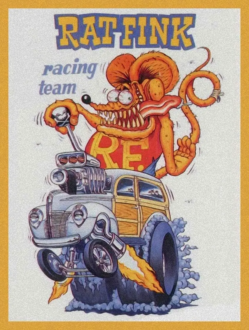 Wsesgn Fnk Rcng Tem Ed Roth Bg Dddy Metl Sgn 8X12 nches Funny Retro Sgns