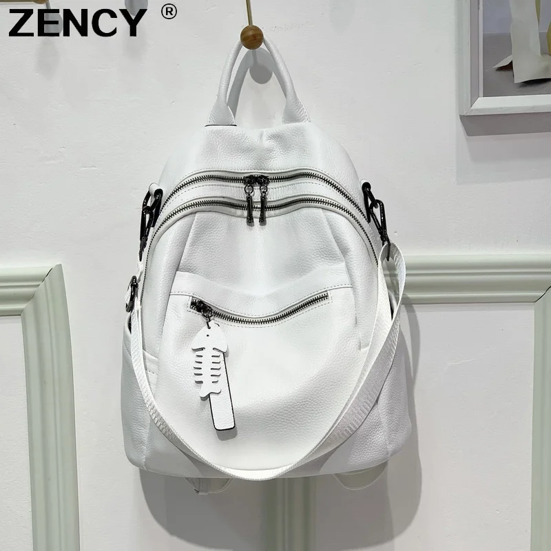 

Женский рюкзак из натуральной кожи, вместительный школьный рюкзак из воловьей кожи с верхним слоем для книг, 2023