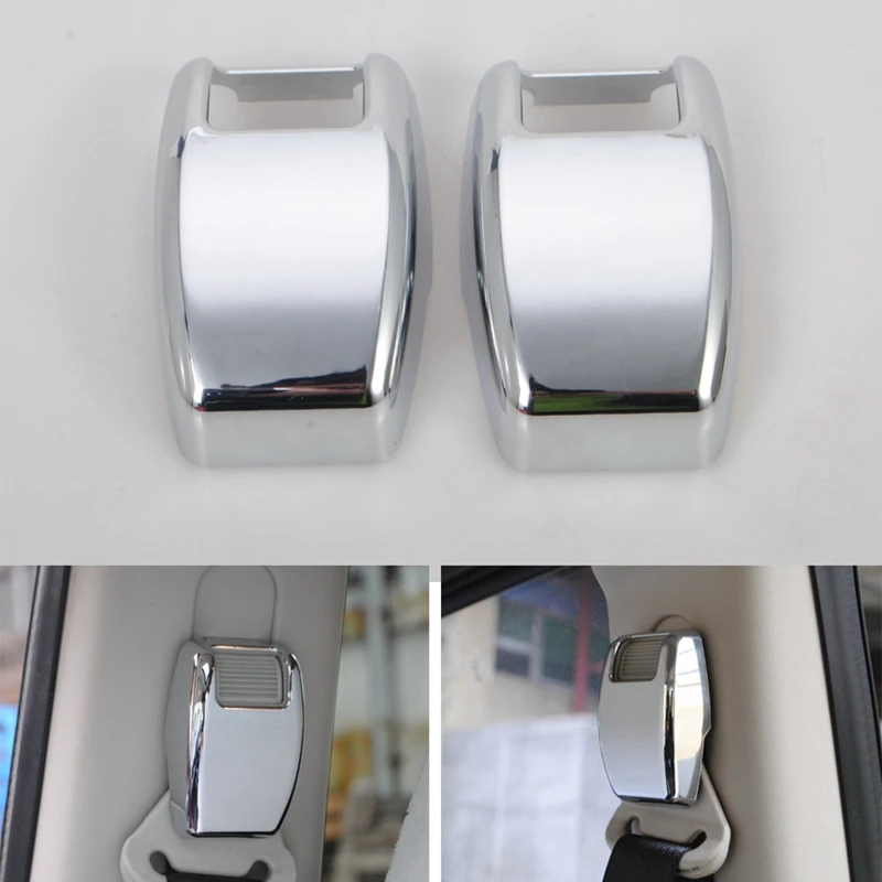 

NEW-2Pcs/Set Chrome ABS Car Interior Seat Safety Belt Cover Trim Styling Sticker For Jeep Compass Patriot 2011-2016