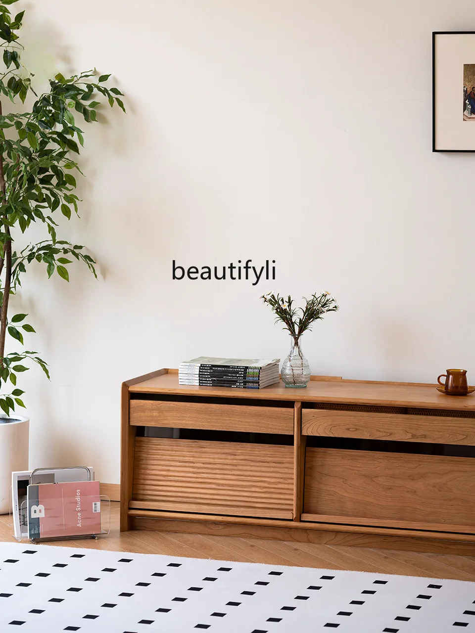 Шкаф для телевизора Streamer из массива дерева в скандинавском и японском стиле