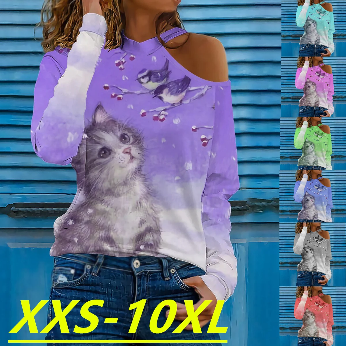 

Осень/Зима 2022 модный Женский Повседневный Топ с круглым вырезом и открытыми плечами с длинным рукавом большого размера