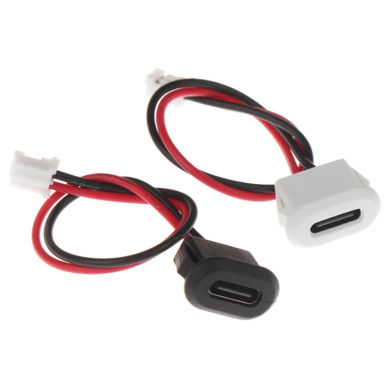 

2pin USB-C Waterproof USB Connector Direct Pressure Female Desk Lamp Oval With Welding Wire Charging Interface