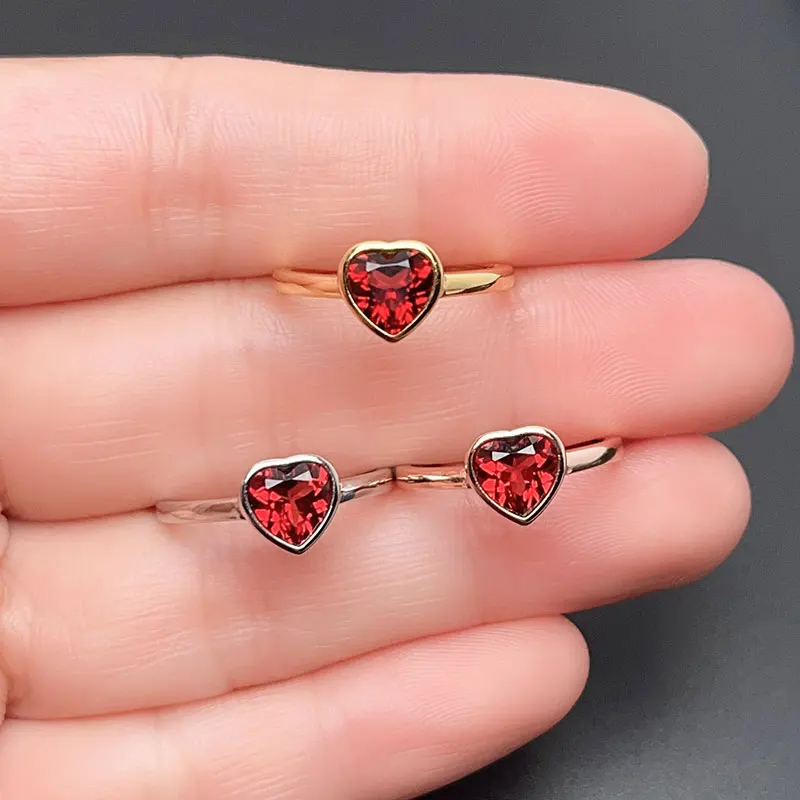 Кольцо Гранатовое в форме сердца для ежедневного ношения 6 мм карат ювелирное