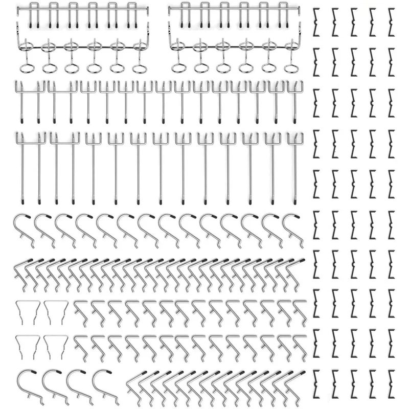 

Pegboard Hooks Organizer Assortment with Metal Hooks,Pegboard Bins and Black Peg Locks Can Store Various Tools 120Pcs