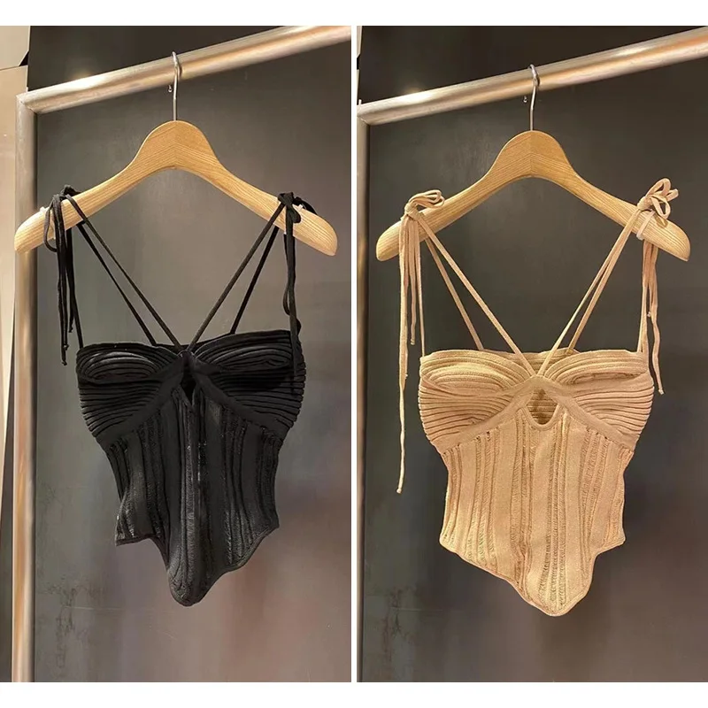 

Women Sling Top Lace Up Strapless Backless Sleeveless Sexy Camisole